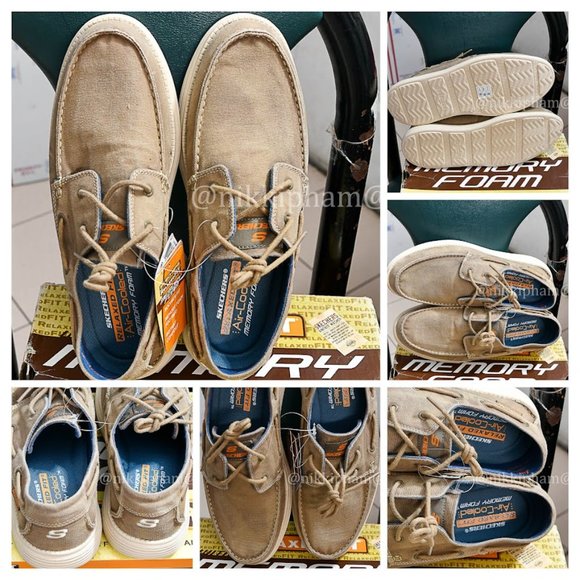 Skechers Shoes Skechers Mens Memory Foam Vintage Washed Canvas Boat